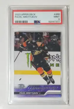 2023-24 Upper Deck Pavel Mintyukov Young Guns 🔫 PSA 9 #488 Anaheim Ducks 🦆🦆🦆 - Image 1
