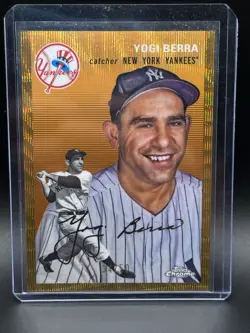 2023 Topps Chrome Platinum - Yogi Berra #430 Gold Wave Refractor 34/50 Yankees - Image 1
