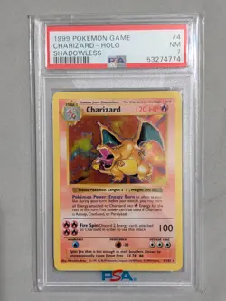 CHARIZARD #4 - SHADOWLESS - 1999 POKEMON BASE SET - HOLO - PSA 7 - Image 1