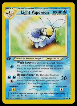 Pokemon Card - Light Vaporeon Neo Destiny 52/105 1st Edition Uncommon - Image 1