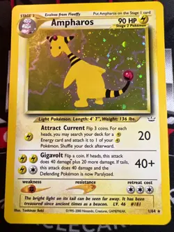 Pokemon Trading Card Game Ampharos 1/64 Neo Revelation MP Holo WOTC Vintage - Image 1