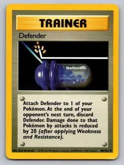 Defender 80/102 Uncommon Base Set Unlimited Pokemon Lightly Played - Image 1
