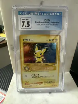 2000 Pokemon Japanese Pichu Holo Gold, Silver, To A New World CGC 7.5 - Image 1