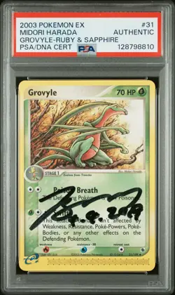 2003 POKEMON EX RUBY & SAPPHIRE #31 GROVYLE PSA AUTHENTIC AUTO AUTHENTIC - Image 1