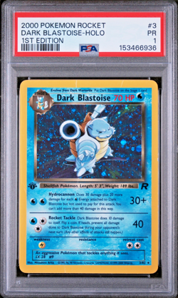 SWIRL PSA 1 1ST EDITION 2000 Team Rocket Dark Blastoise 3/82 Holo Foil Pokemon - Image 1