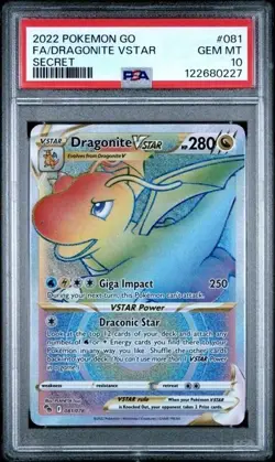 DRAGONITE VSTAR #081/078 PSA 10 • 2022 Rainbow (Secret) Pokemon GO! Holo - Image 1