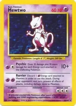 Mewtwo 10/102 Holo Rare Base Set Unlimited Pokemon Heavily Played - Image 1