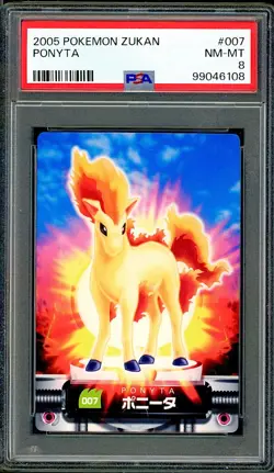 PSA 8 Ponyta Japanese Carddass Zukan No 007 Pokemon - Image 1