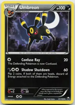 Umbreon 61/108 Uncommon Dark Explorers Pokemon Near Mint - Image 1