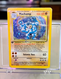 Pokemon Base Set Machamp Holo 1st Edition HP - Image 1