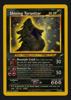 Shining Tyranitar 113/105 Neo Destiny Unlimited Holofoil Secret Rare Pokemon TCG - Image 1