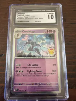 2024 Pokemon TCG Paldean Fates Ceruledge Pokemon Day Promo CGC Gem Mint 10 - Image 1