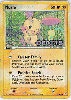 Plusle 44/107 Deoxys Reverse Holo HP Pokemon Card EX Deoxys Actual Scan - Image 1