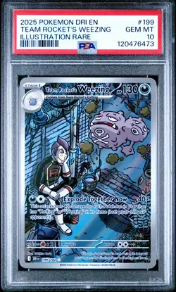 2025 Pokemon Destined Rivals #199 Team Rocket's Weezing IR PSA 10 - Image 1