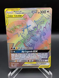 Moltres & Zapdos & Articuno GX 69/68 Hidden Fates Rainbow Pokemon Card NM/M - Image 1