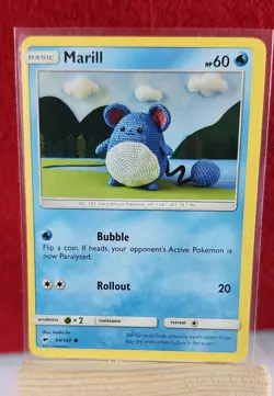 Marill 34/147 Sm-Burning Shadows Asako Ito Yarn Art Pokemon Tcg Card - Image 1