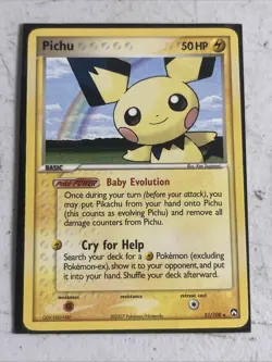 Pokemon Pichu 21/108 2007 Power Keepers Regular Playing Card - Image 1