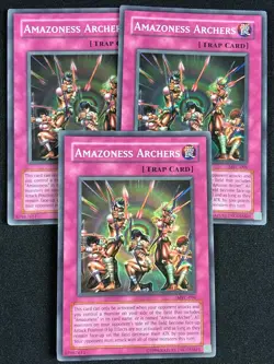 YUGIOH AMAZONESS ARCHERS MFC-096 SUPER X3 PLAY/EDGE WEAR - Image 1