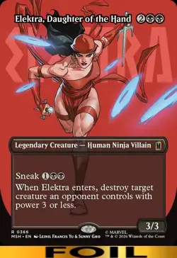 Elektra, Daughter of the Hand ** FOIL BORDERLESS ** Marvel Super Heroes - NM MTG - Image 1