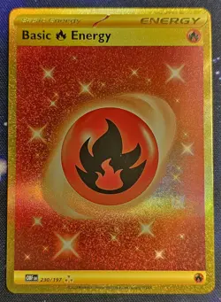 Fire Energy Gold Holo Card 230/197 Obsidian Flames Pokemon TCG NM - Image 1