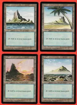 MTG ~ ISLAND X4 ALL DIFFERENT ~ Mirage Basic Land NM/M ~ FREE SHIPPING ~ Vintage - Image 1