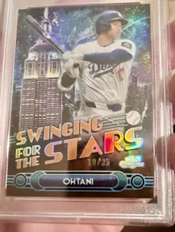 2024 Topps Chrome Swinging for the Stars Orange Shohei Ohtani 10/25 PSA 9 - Image 3