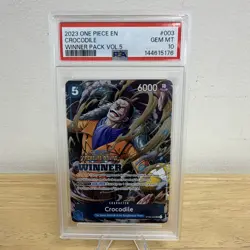 Bandai One Piece Card Game Crocodile Winner Pack Vol.5 ST03-003 EN 2023 PSA 10 - Image 1