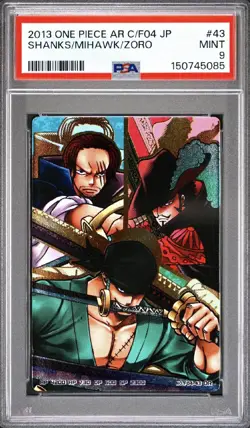 PSA 9 2013 ONE PIECE JAPANESE AR CARDDASS FORMATION 04 43 SHANKS/MIHAWK/ZORO - Image 2