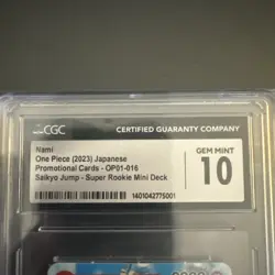 NAMI - OP01-016 - Saikyo Jump Mini Promo Japanese Perforated One Piece CGC 10 - Image 3