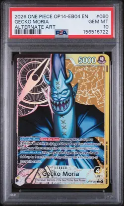 Gecko Moria OP14-080 Alternate Art Leader 2025 ONE PIECE PSA 10 Alt Foil - Image 1