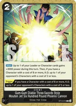 NM-Mint, English One Piece Gum-Gum Diable Three-Swords Style Mouten Jet Six Hund - Image 1