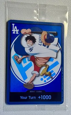 2026 One Piece Dodgers Monkey D Luffy DON!! Card Promo SGA 7/2/26 SEALED IN HAND - Image 4