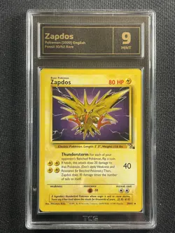 Pokemon Card TCG 9 MINT Zapdos Rare Fossil Unlimited WotC 1999 30/62 - Image 1