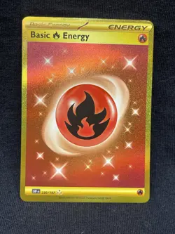 Basic Fire Energy - 230/197 - Pokemon TCG Obsidian Flames - LP Gold Secret Rare - Image 1