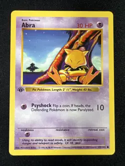 Pokemon TCG Base Set 1st edition Shadowless Abra #43 - Image 1