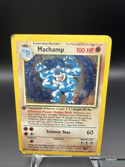 Pokemon TCG Machamp Holo Card Base Set 1st Edition 8/102 HP - Image 1