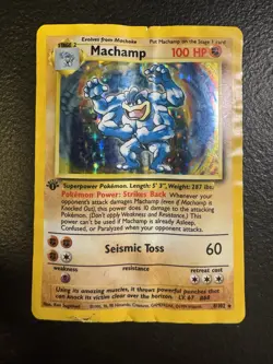 The Pokemon Company Machamp 8/102 Base Set 1st Edition Holo Rare 100 HP DMG - Image 1