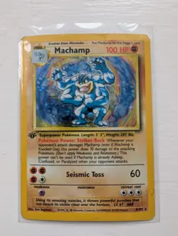 Pokemon TCG Machamp Holo Card Base Set 1st Edition 8/102 HP - Image 1