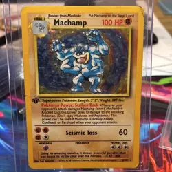 Pokemon Machamp Base Set Holo Rare Stage 2 100 HP 1st Edition 8/102 COOKED - Image 1