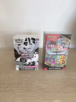 Pokemon TCG White Flare + Mega Evolution Chaos Rising Booster Bundle Lot Sealed - Image 1