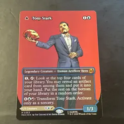 MTG Marvel Super Heroes: M0363 Tony Stark Foil Boarderless w/ Iron Man Back - Image 1