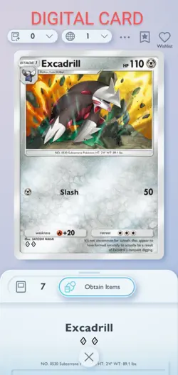 Excadrill Pokemon Pocket Mobile Game card Celestial Guardians Set ◇◇ Rare trade - Image 1