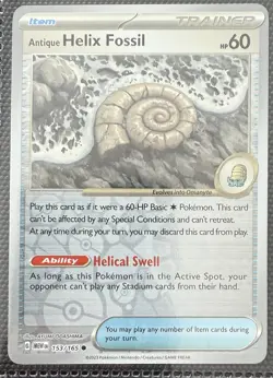 Antique Helix Fossil Reverse Holo 153/165 Pokemon Card Scarlet Violet 151 MEW - Image 1