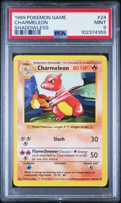 WOTC Pokemon PSA 9 1999 Base Set Shadowless Charmeleon 24/102 English - Image 1