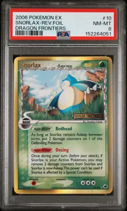 Pokemon Dragon Frontiers Snorlax Reverse Holo #10 PSA 8 - Image 1