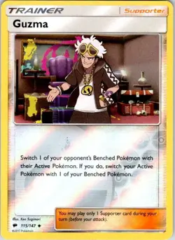 Guzma 115/147 Burning Shadows Uncommon Pokemon Moderately Played - Image 1