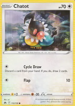 Chatot - 112/159 - Crown Zenith - Pokemon Card - Mint/NM - Image 1