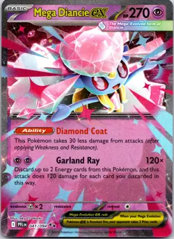 Mega Diancie ex 041/094 Phantasmal Flames Double Rare Pokemon Card NM - Image 1