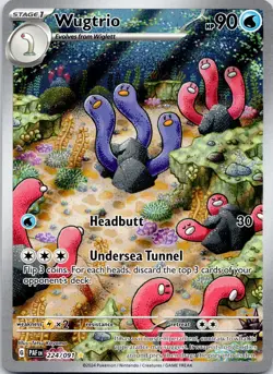 Wugtrio 224/091 Paldean Fates Illustration Rare Pokemon Lightly Played - Image 1