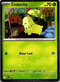 Chikorita 069 Cosmos Holo Mega Evolution Promo Pokemon Card NM - Image 1